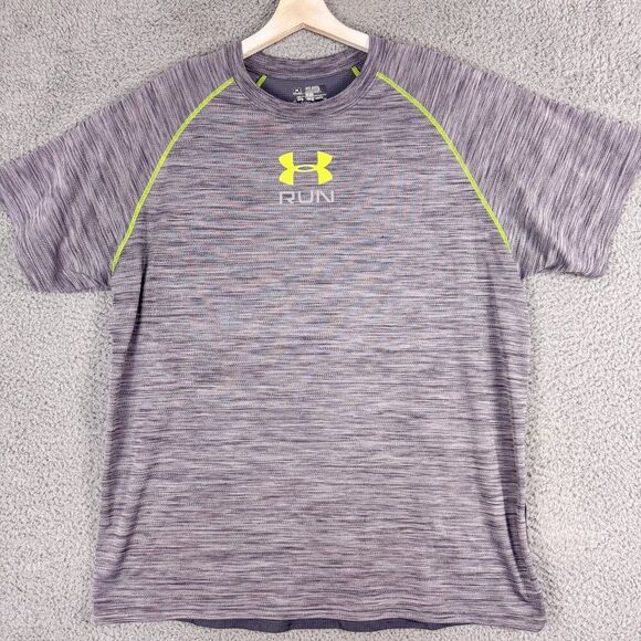 Under Armour Shirt Mens XXL Silver Run Fitted Athletic‎ Tee Gym Crossfit Outdoor - Picture 1 of 12